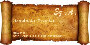 Szvoboda Aranka névjegykártya